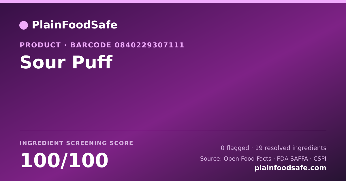 Share card for Sour Puff Food Ingredient Profile