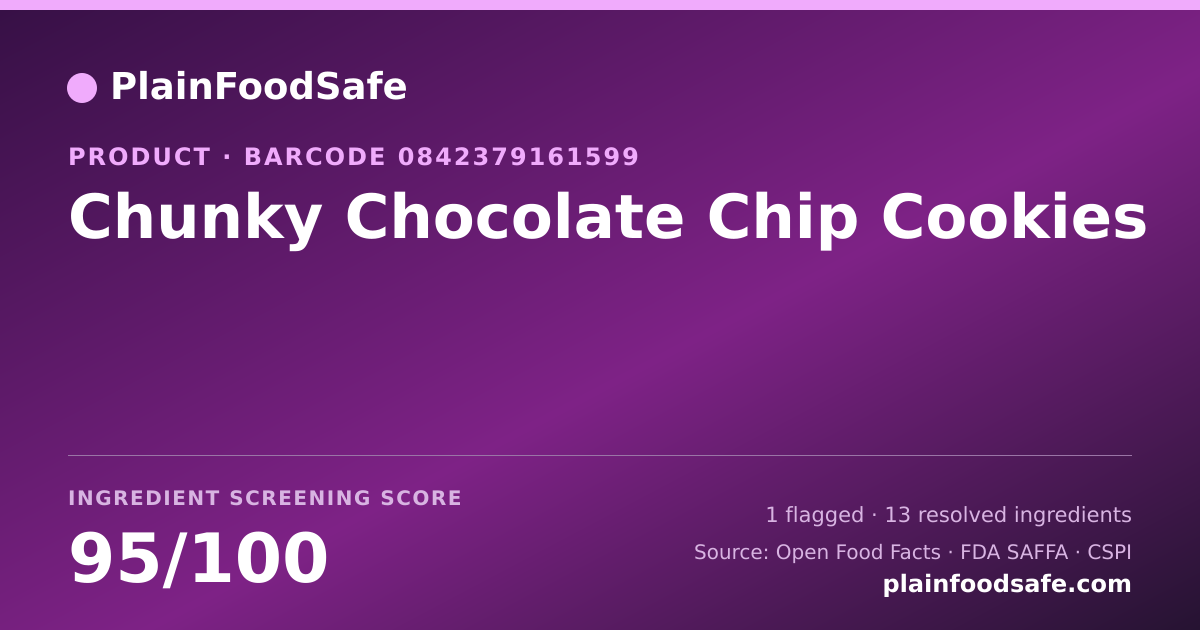 Share card for Chunky Chocolate Chip Cookies Food Ingredient Profile