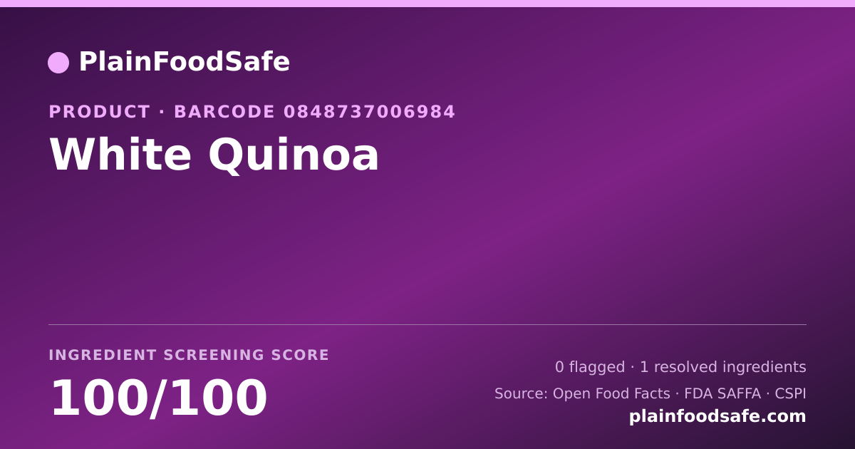 Share card for White Quinoa Food Ingredient Profile