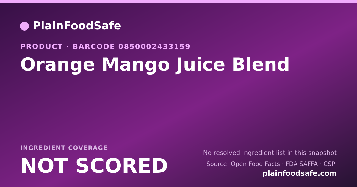 Share card for Orange Mango Juice Blend Food Ingredient Profile