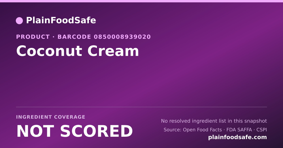Share card for Coconut Cream Food Ingredient Profile
