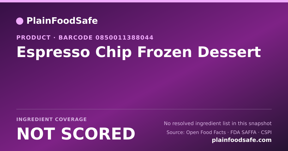 Share card for Espresso Chip Frozen Dessert Food Ingredient Profile