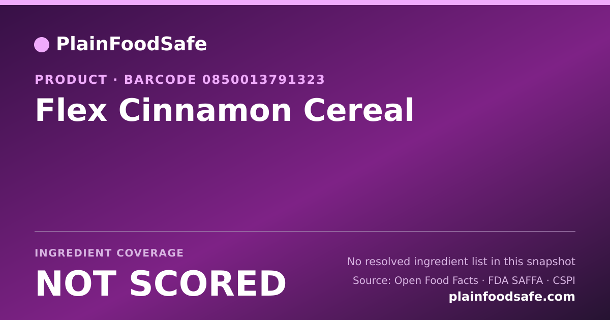 Share card for Flex Cinnamon Cereal Food Ingredient Profile