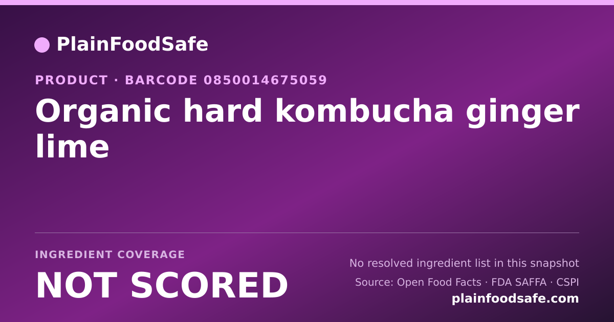 Share card for Organic hard kombucha ginger lime Food Ingredient Profile