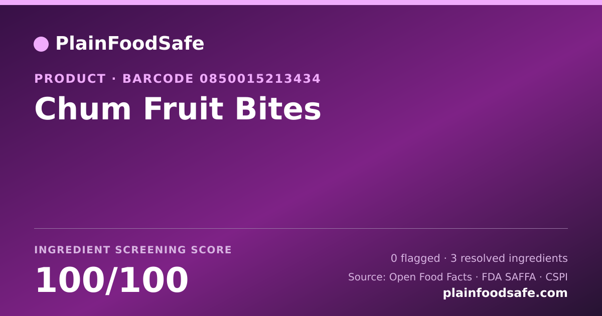 Share card for Chum Fruit Bites Food Ingredient Profile