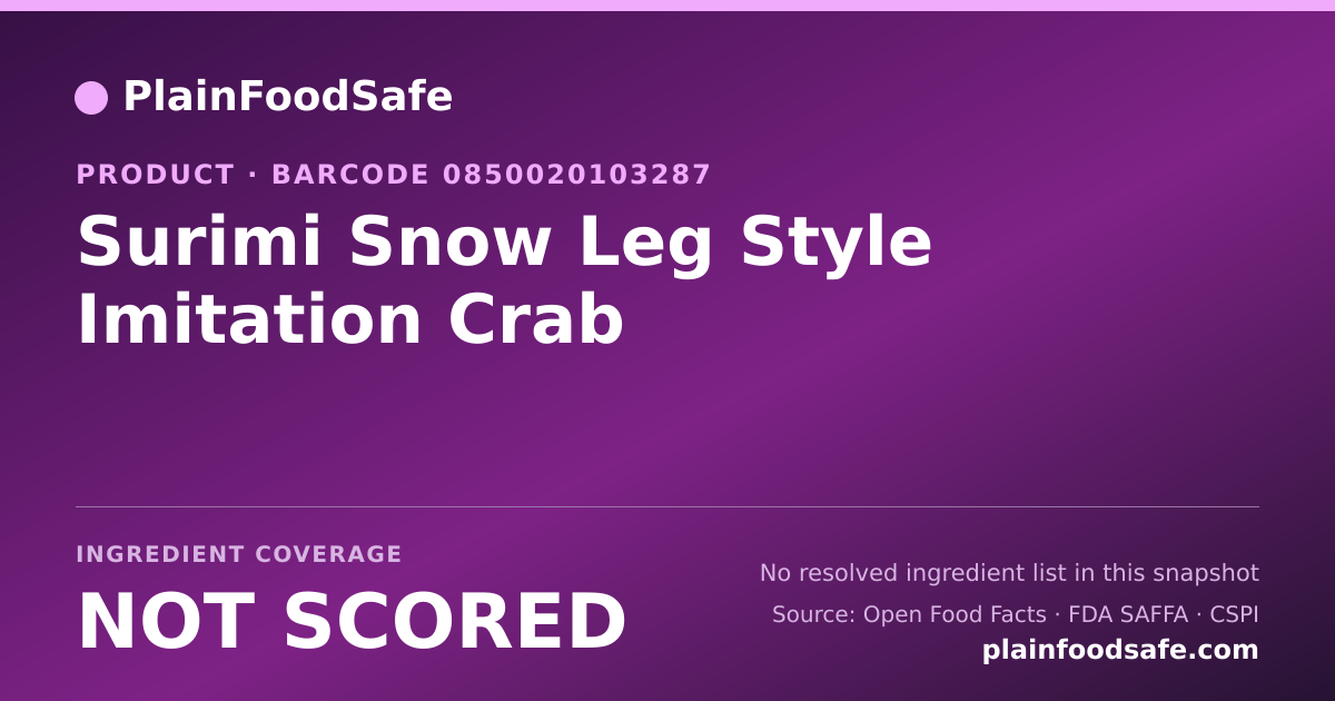 Share card for Surimi Snow Leg Style Imitation Crab Food Ingredient Profile