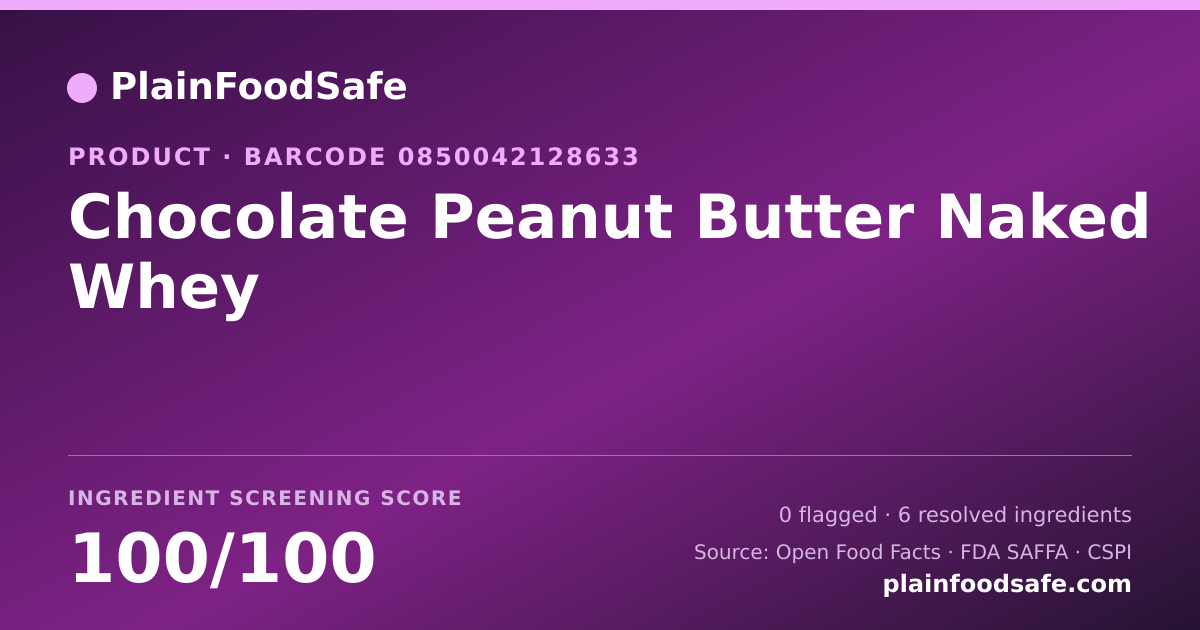 Share card for Chocolate Peanut Butter Naked Whey Food Ingredient Profile
