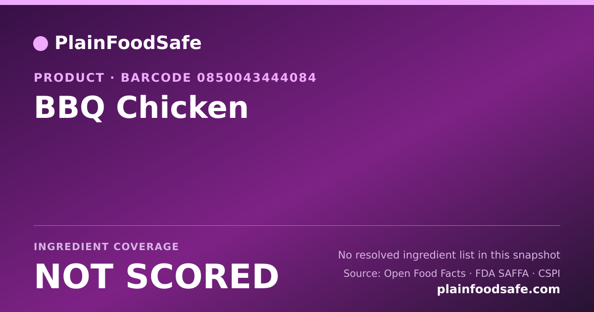 Share card for BBQ Chicken Food Ingredient Profile