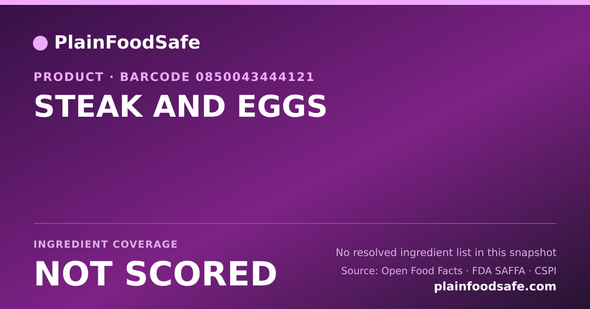 Share card for STEAK AND EGGS Food Ingredient Profile