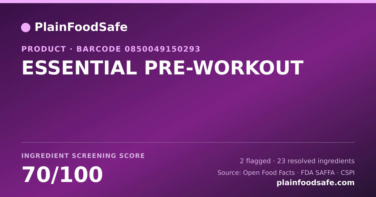 Share card for ESSENTIAL PRE-WORKOUT Food Ingredient Profile