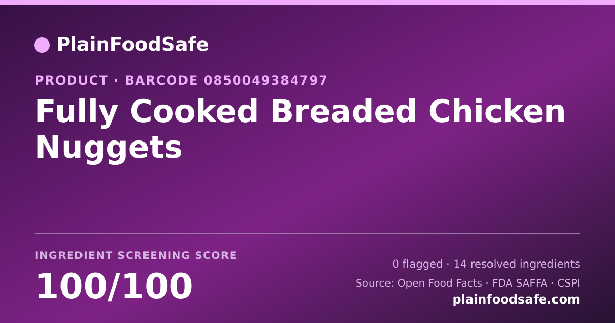 Share card for Fully Cooked Breaded Chicken Nuggets Food Ingredient Profile