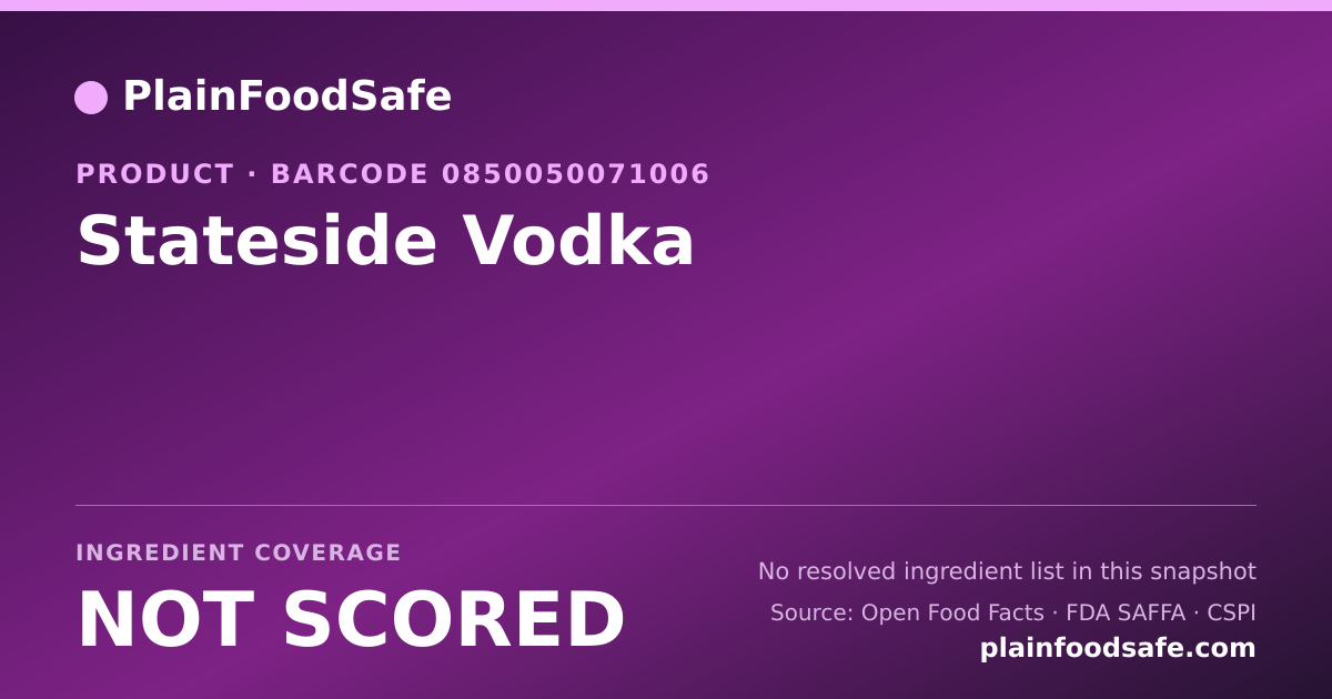 Share card for Stateside Vodka Food Ingredient Profile