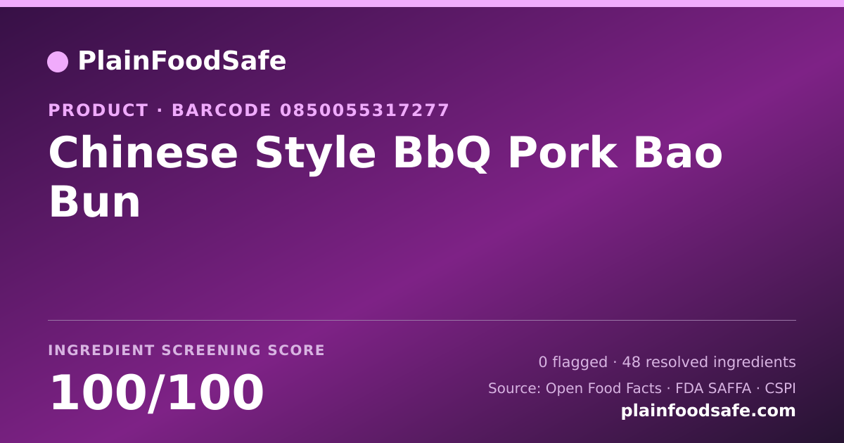 Share card for Chinese Style BbQ Pork Bao Bun Food Ingredient Profile