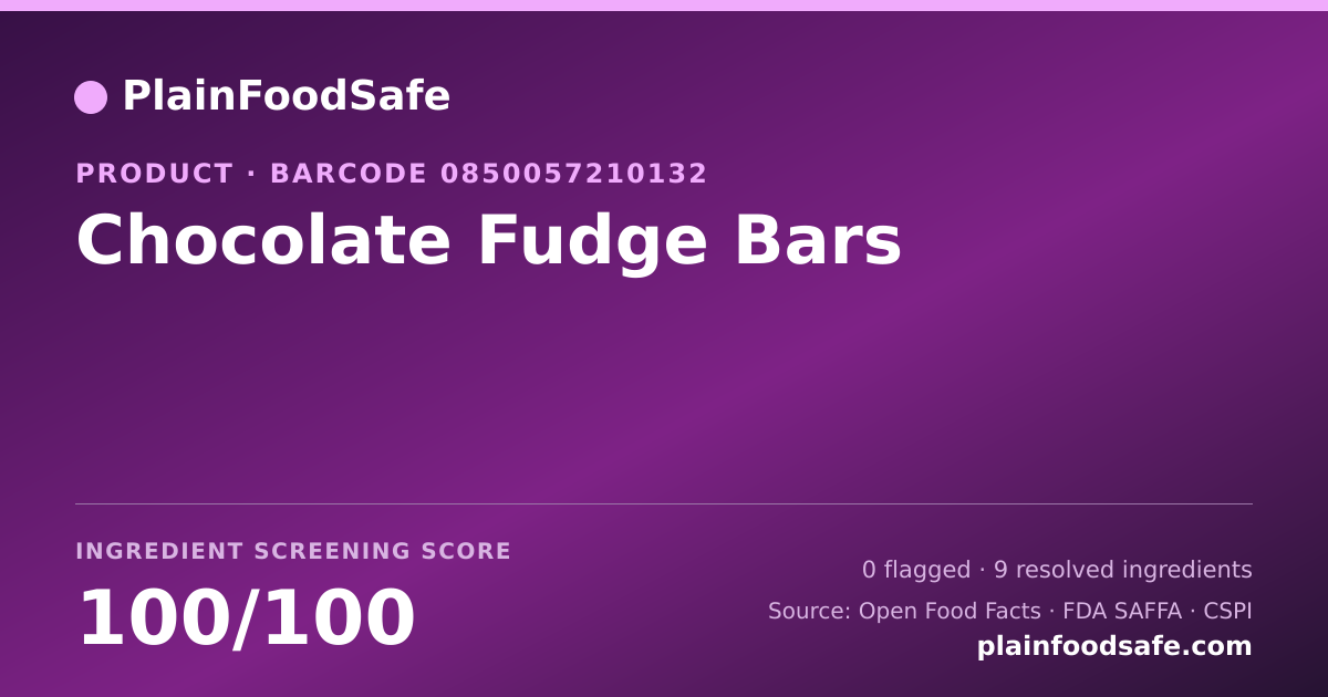 Share card for Chocolate Fudge Bars Food Ingredient Profile