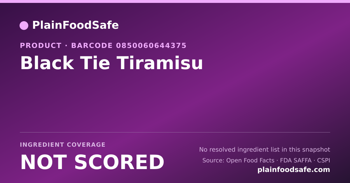 Share card for Black Tie Tiramisu Food Ingredient Profile