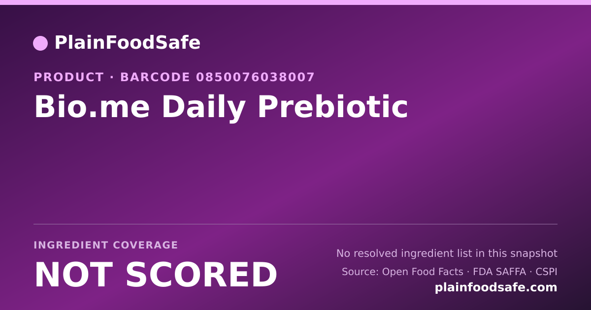 Share card for Bio.me Daily Prebiotic Food Ingredient Profile
