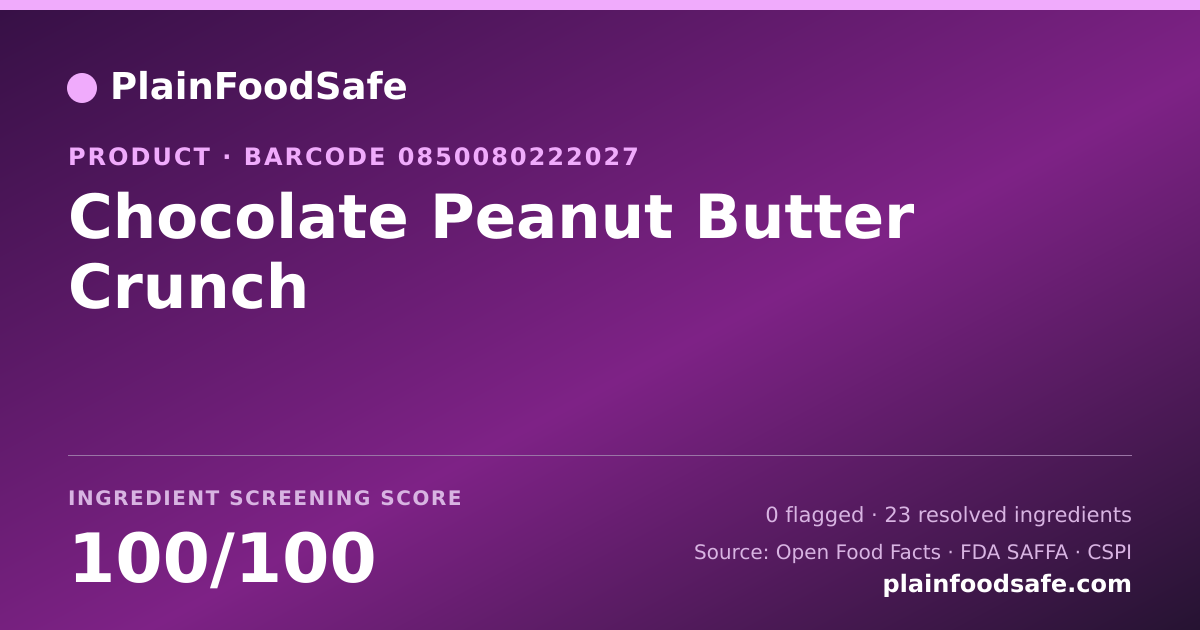 Share card for Chocolate Peanut Butter Crunch Food Ingredient Profile