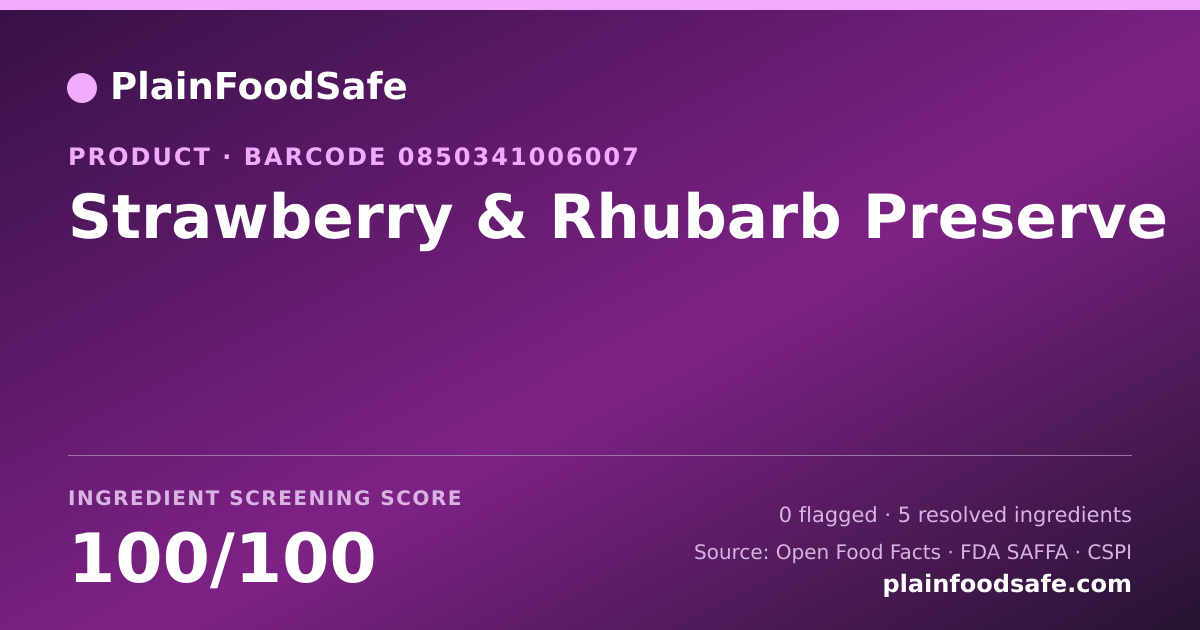 Share card for Strawberry & Rhubarb Preserve Food Ingredient Profile