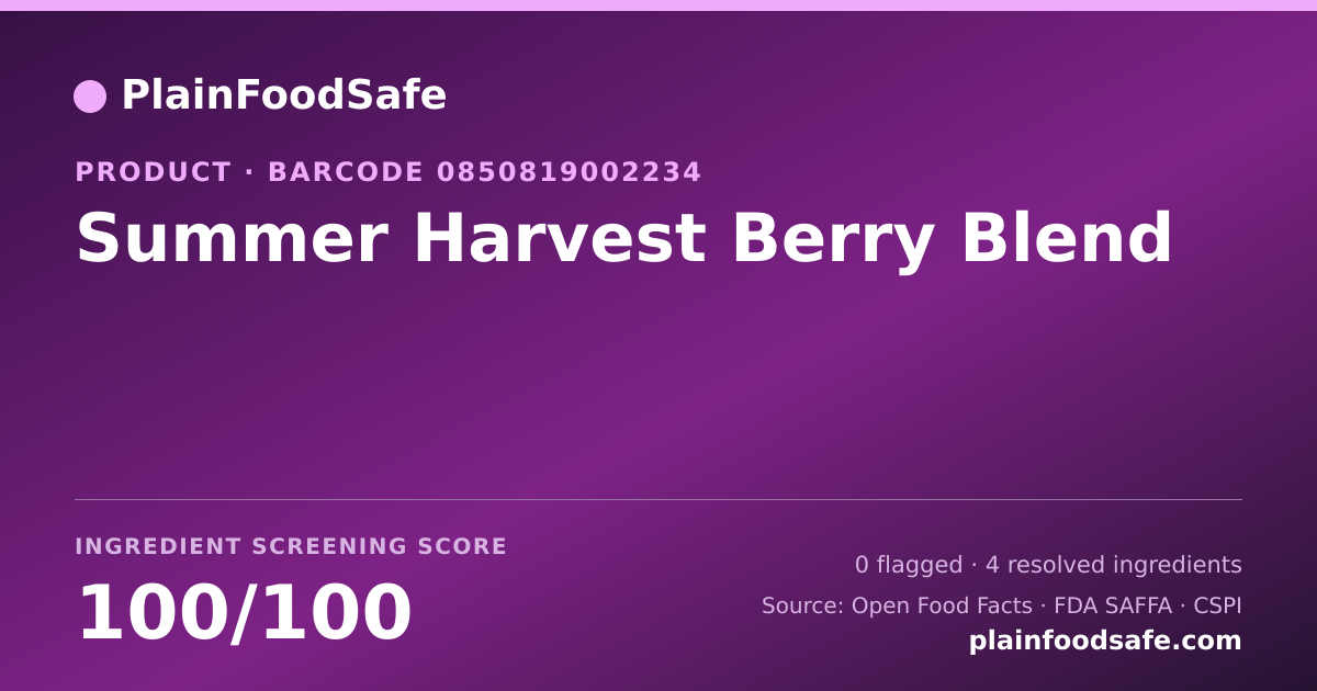 Share card for Summer Harvest Berry Blend Food Ingredient Profile