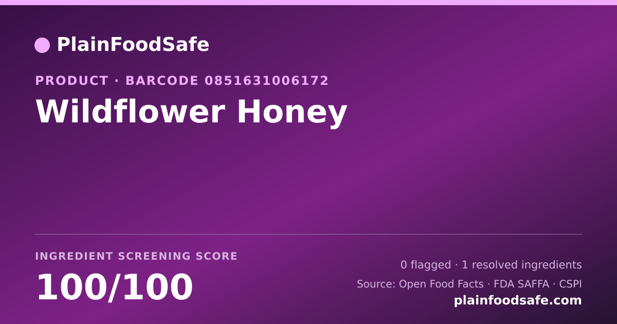 Share card for Wildflower Honey Food Ingredient Profile