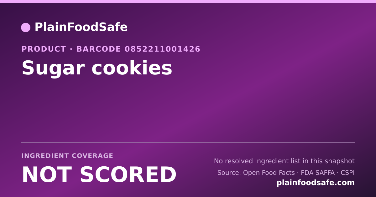 Share card for Sugar cookies Food Ingredient Profile