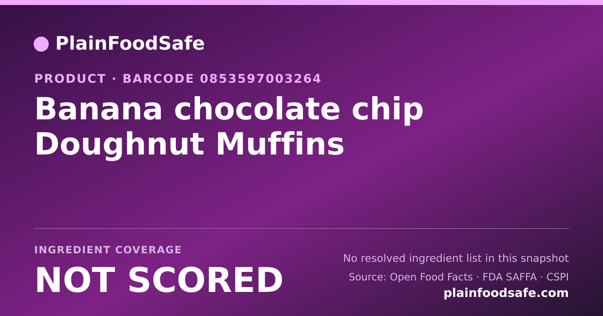 Share card for Banana chocolate chip Doughnut Muffins Food Ingredient Profile
