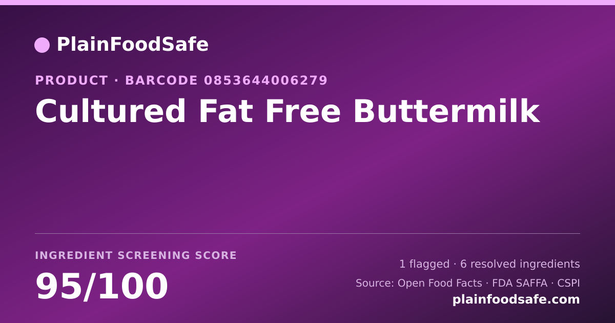 Share card for Cultured Fat Free Buttermilk Food Ingredient Profile