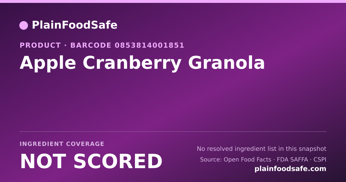 Share card for Apple Cranberry Granola Food Ingredient Profile