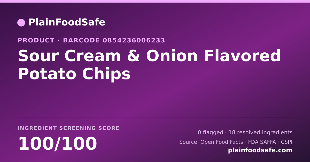Share card for Sour Cream & Onion Flavored Potato Chips Food Ingredient Profile