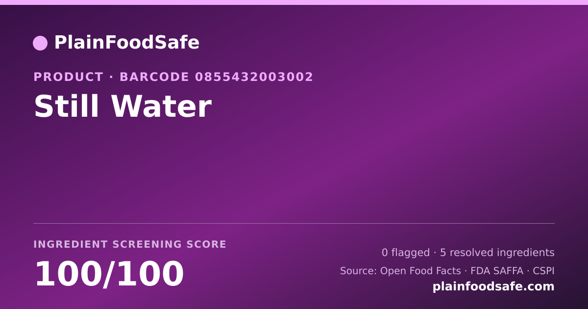 Share card for Still Water Food Ingredient Profile