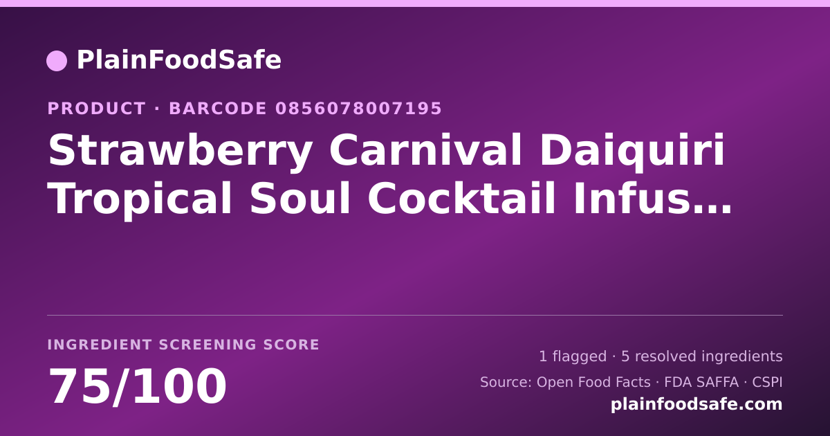 Share card for Strawberry Carnival Daiquiri Tropical Soul Cocktail Infusion Mix, Strawberry Carnival Daiquiri Food Ingredient Profile