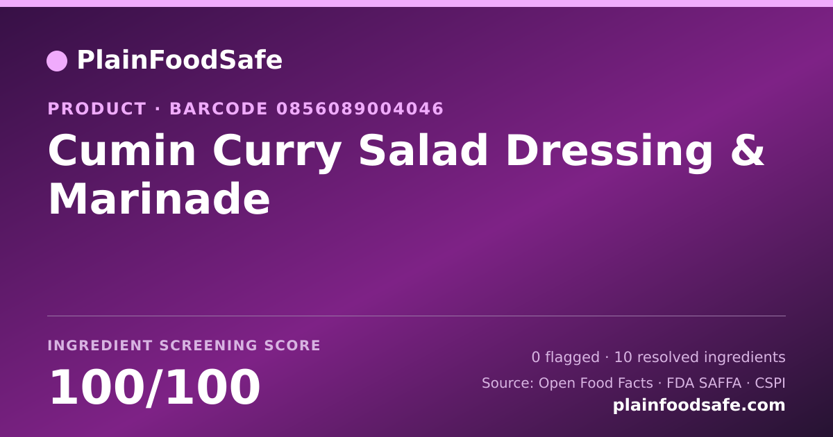 Share card for Cumin Curry Salad Dressing & Marinade Food Ingredient Profile