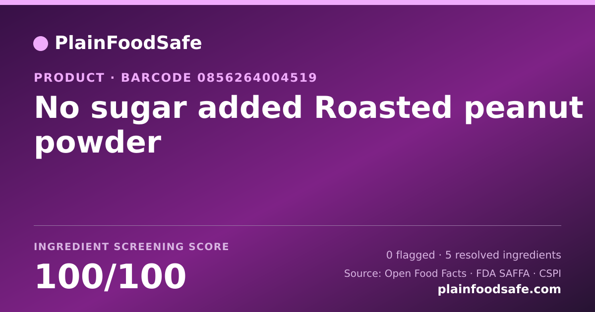 Share card for No sugar added Roasted peanut powder Food Ingredient Profile