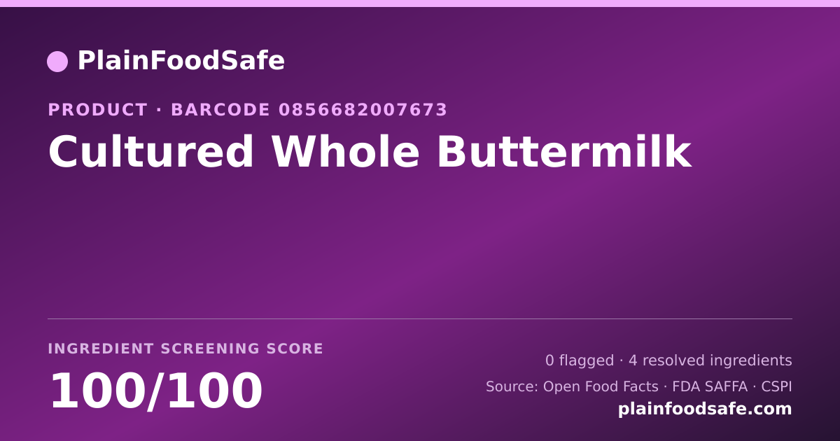 Share card for Cultured Whole Buttermilk Food Ingredient Profile