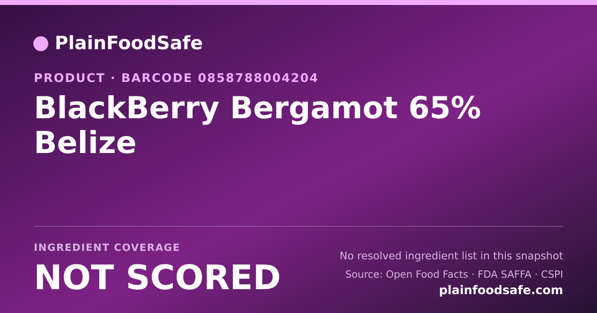 Share card for BlackBerry Bergamot 65% Belize Food Ingredient Profile