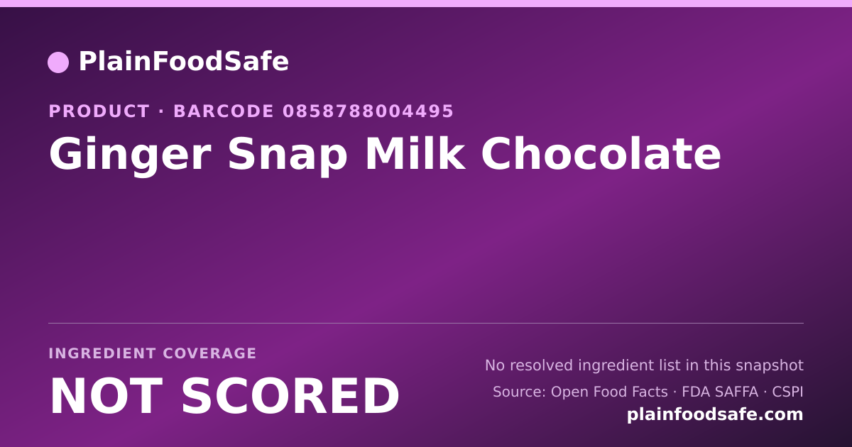 Share card for Ginger Snap Milk Chocolate Food Ingredient Profile