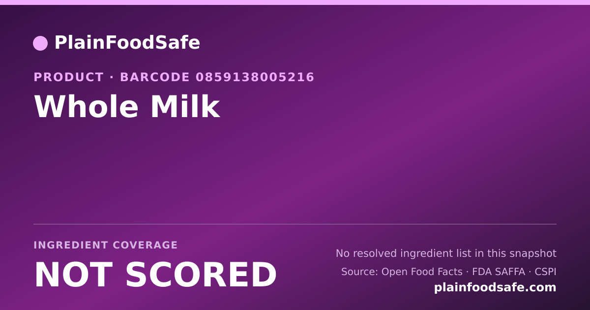 Share card for Whole Milk Food Ingredient Profile