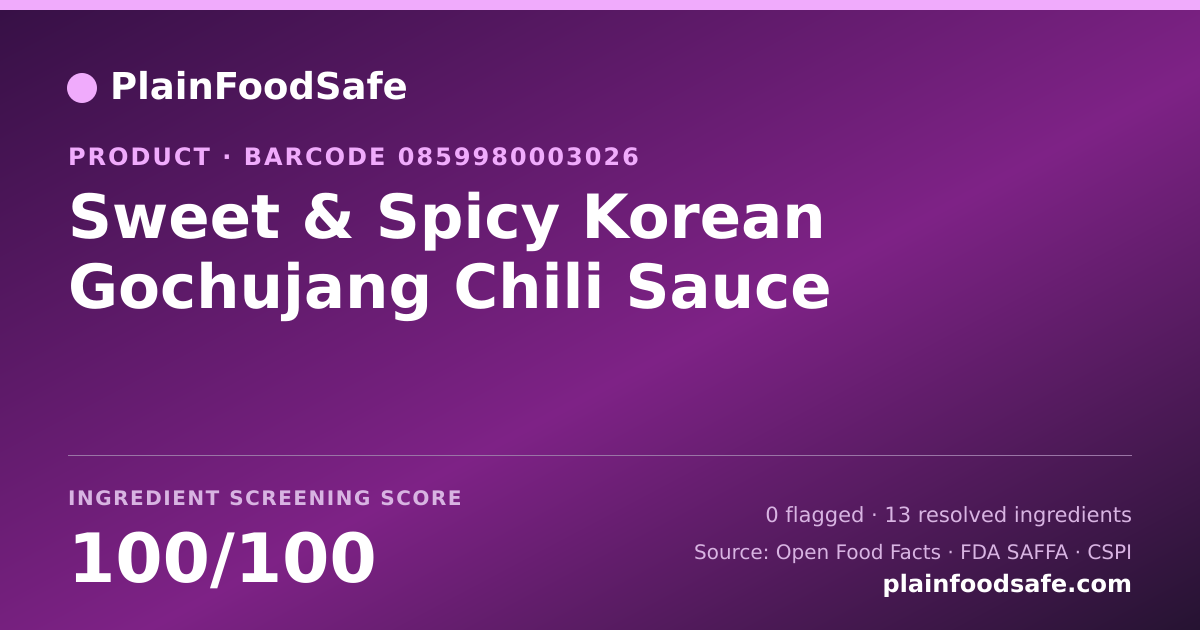 Share card for Sweet & Spicy Korean Gochujang Chili Sauce Food Ingredient Profile