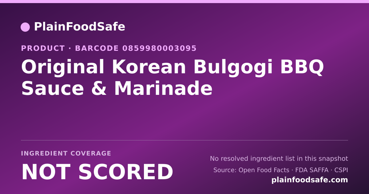 Share card for Original Korean Bulgogi BBQ Sauce & Marinade Food Ingredient Profile