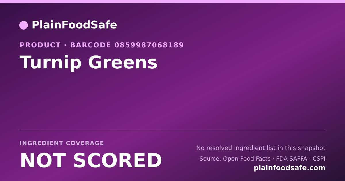 Share card for Turnip Greens Food Ingredient Profile