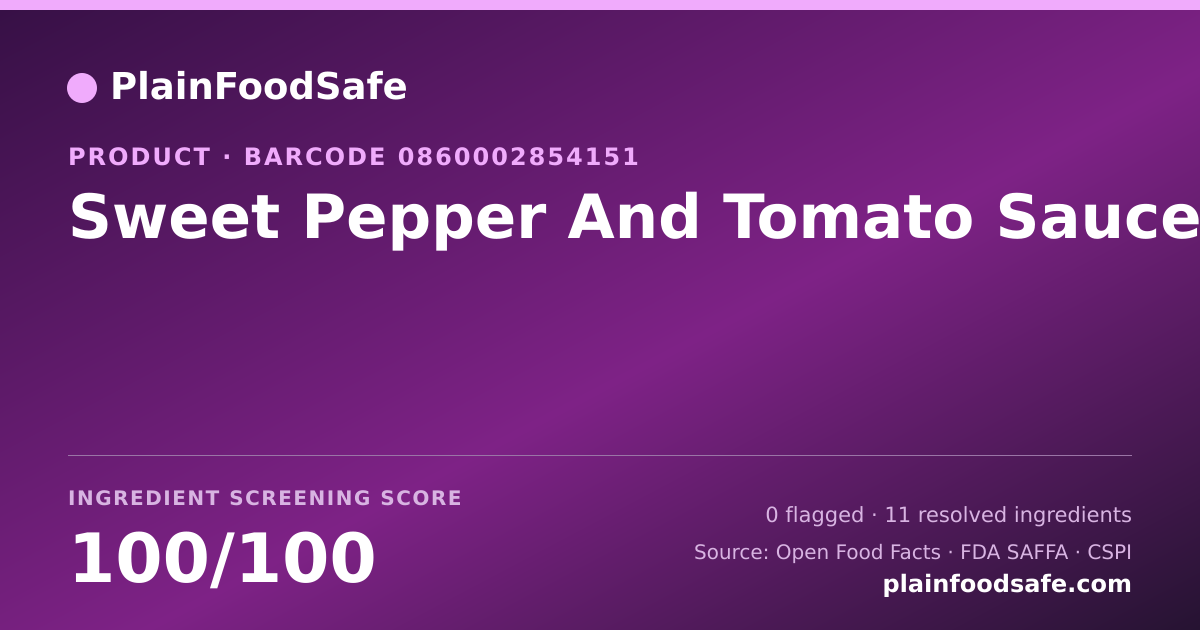 Share card for Sweet Pepper And Tomato Sauce Food Ingredient Profile