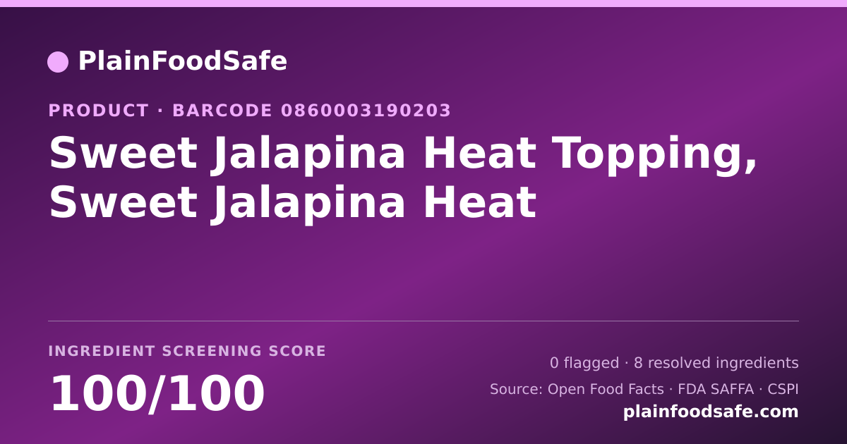 Share card for Sweet Jalapina Heat Topping, Sweet Jalapina Heat Food Ingredient Profile