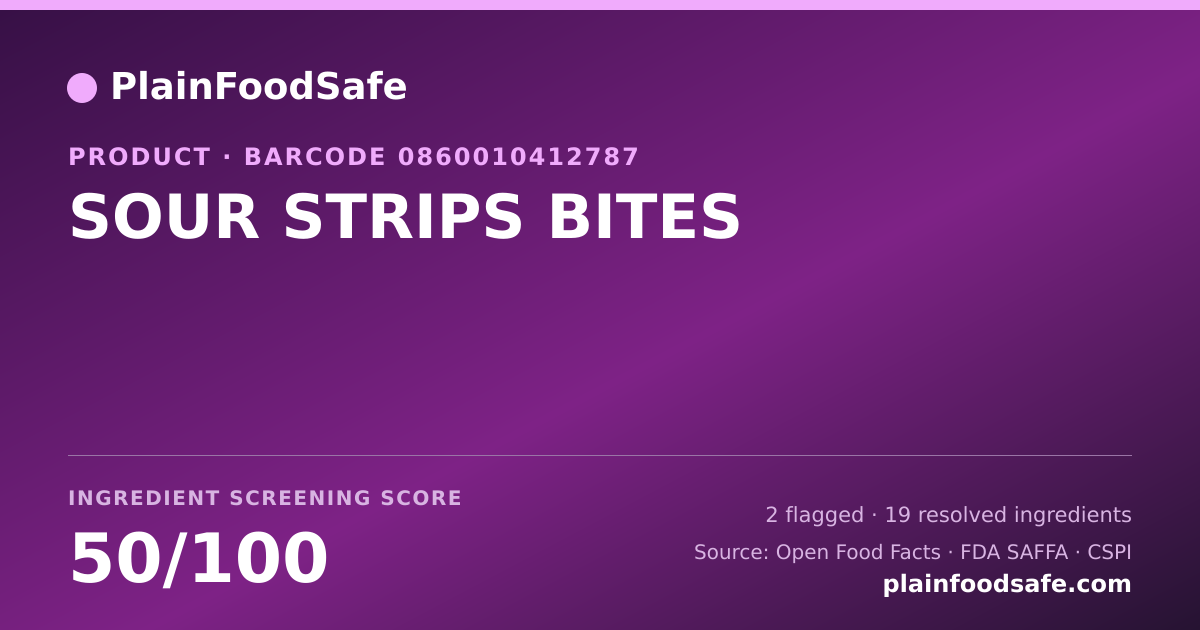 Share card for SOUR STRIPS BITES Food Ingredient Profile