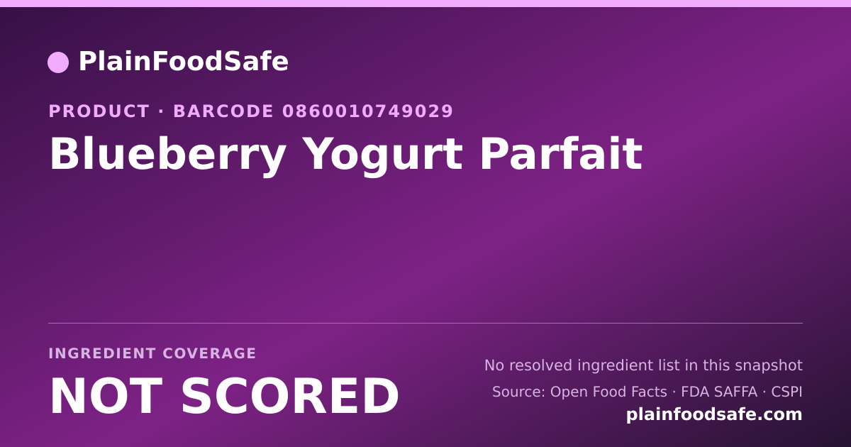 Share card for Blueberry Yogurt Parfait Food Ingredient Profile