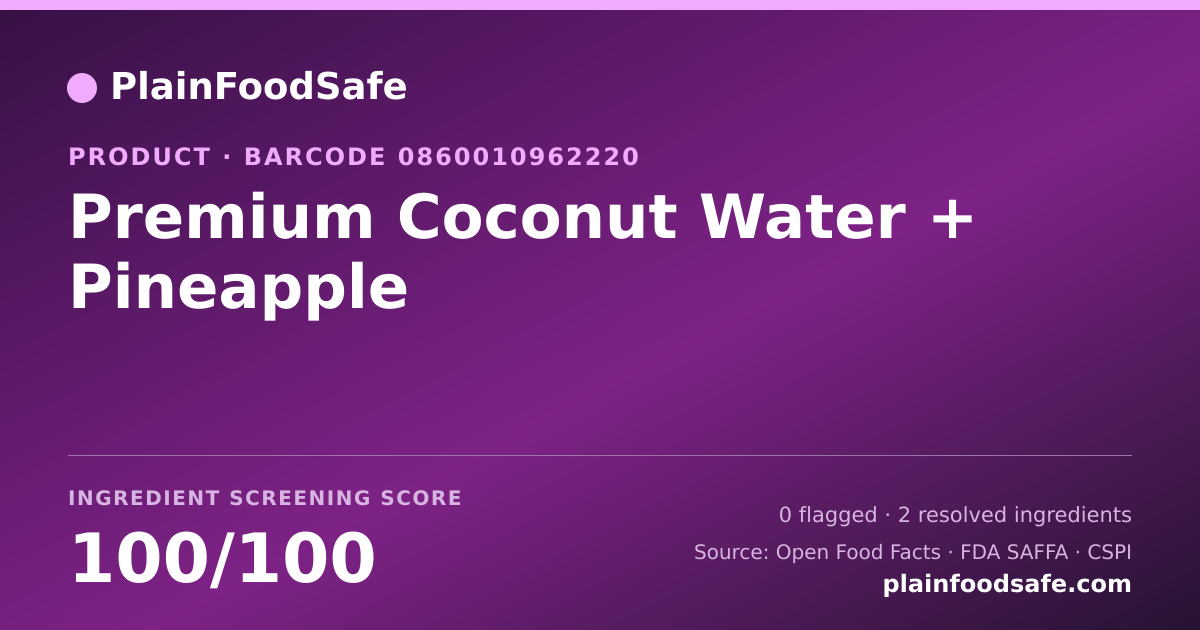 Share card for Premium Coconut Water + Pineapple Food Ingredient Profile