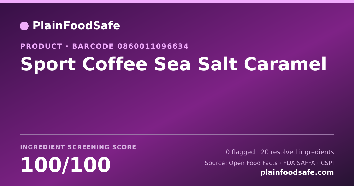 Share card for Sport Coffee Sea Salt Caramel Food Ingredient Profile