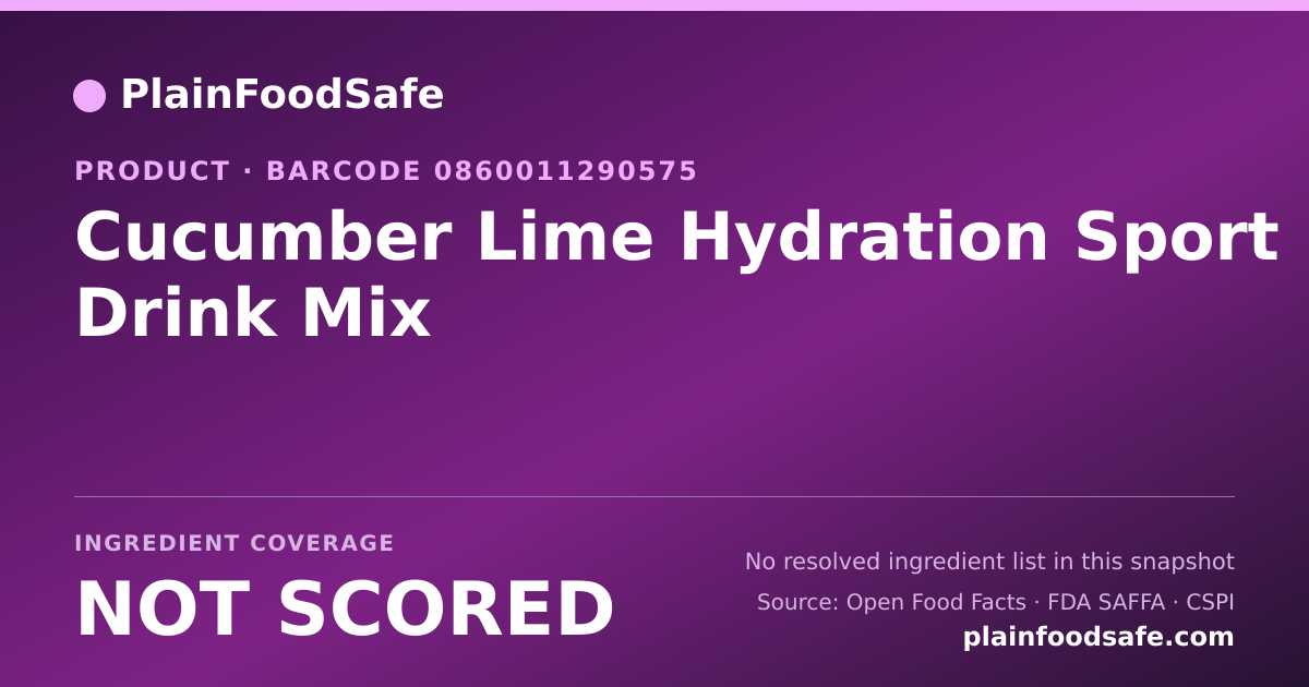 Share card for Cucumber Lime Hydration Sport Drink Mix Food Ingredient Profile