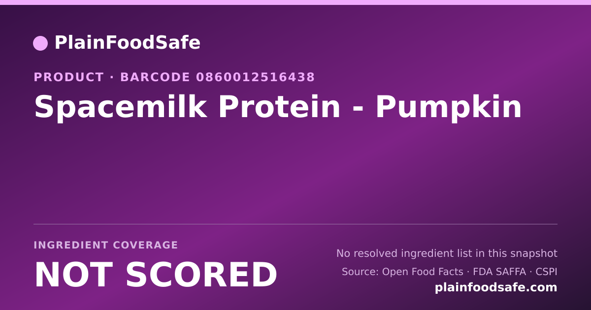 Share card for Spacemilk Protein - Pumpkin Food Ingredient Profile