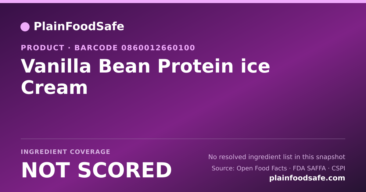 Share card for Vanilla Bean Protein ice Cream Food Ingredient Profile