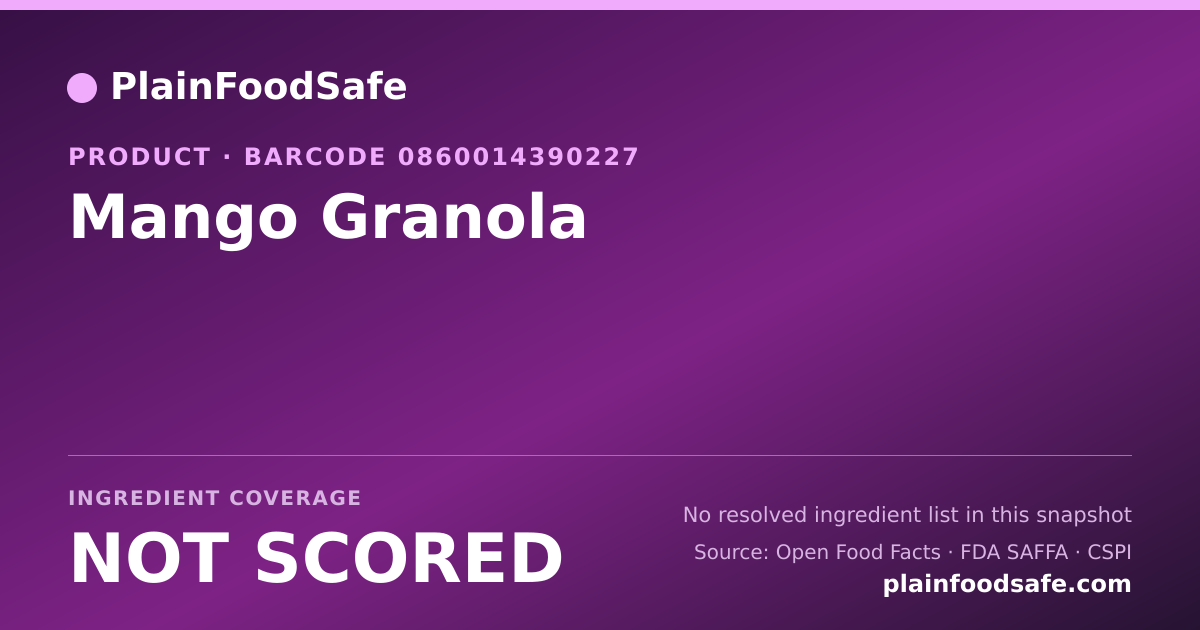 Share card for Mango Granola Food Ingredient Profile